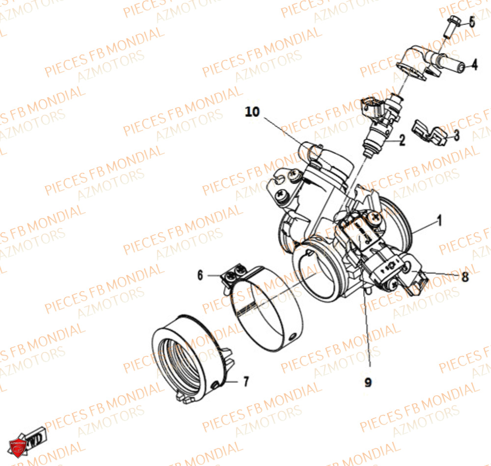Corps Papillon FB MONDIAL Pieces FLEX 300 ABS M4