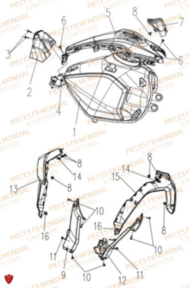 Couvre Reservoir FB MONDIAL Pieces FLEX 300 ABS M4