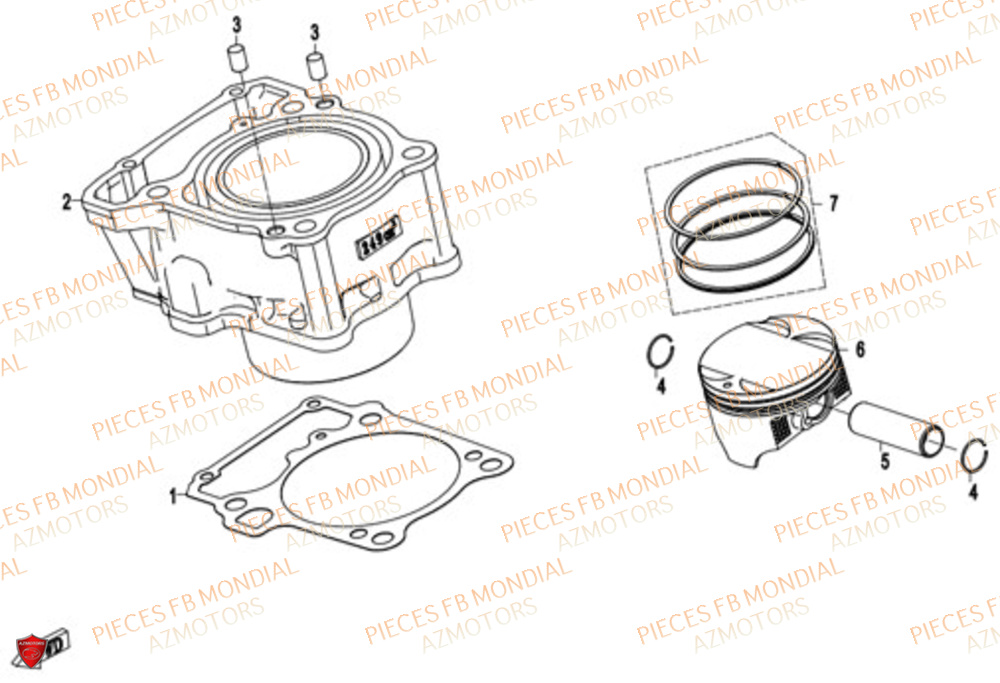 Cylindre FB MONDIAL Pieces FLEX 300 ABS M4