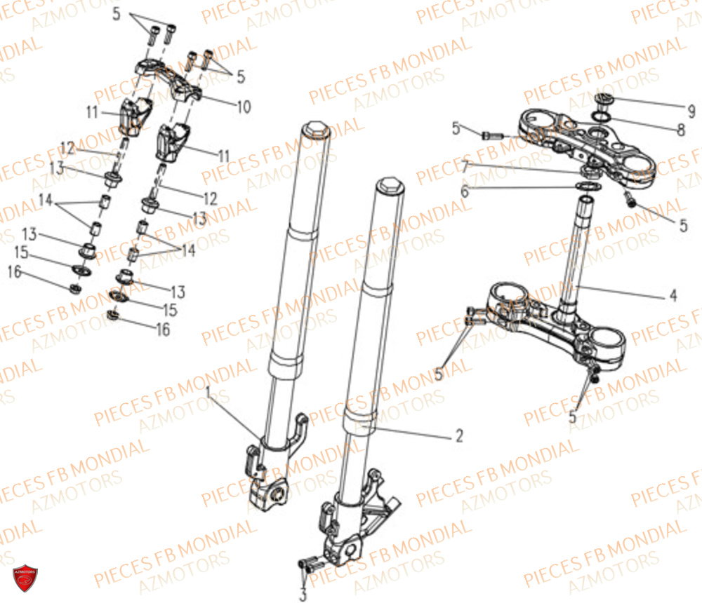 Fourche FB MONDIAL Pieces FLEX 300 ABS M4