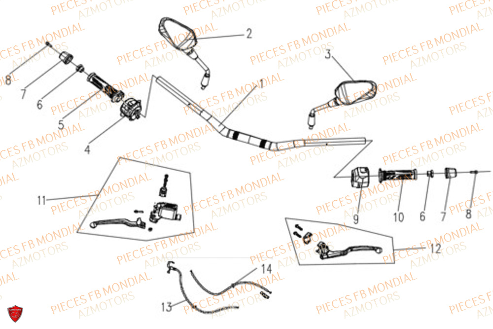 Guidon FB MONDIAL Pieces FLEX 300 ABS M4