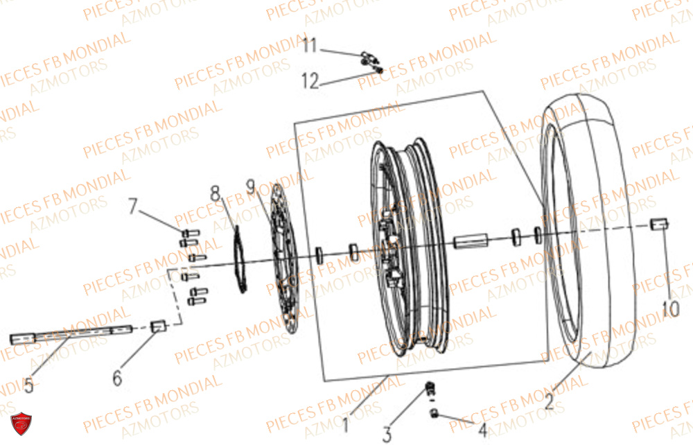 Roue Avant FB MONDIAL Pieces FLEX 300 ABS M4