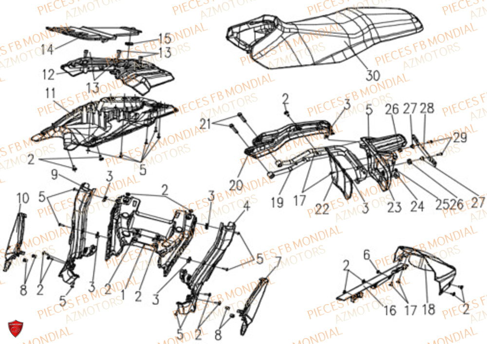 Selle FB MONDIAL Pieces FLEX 300 ABS M4