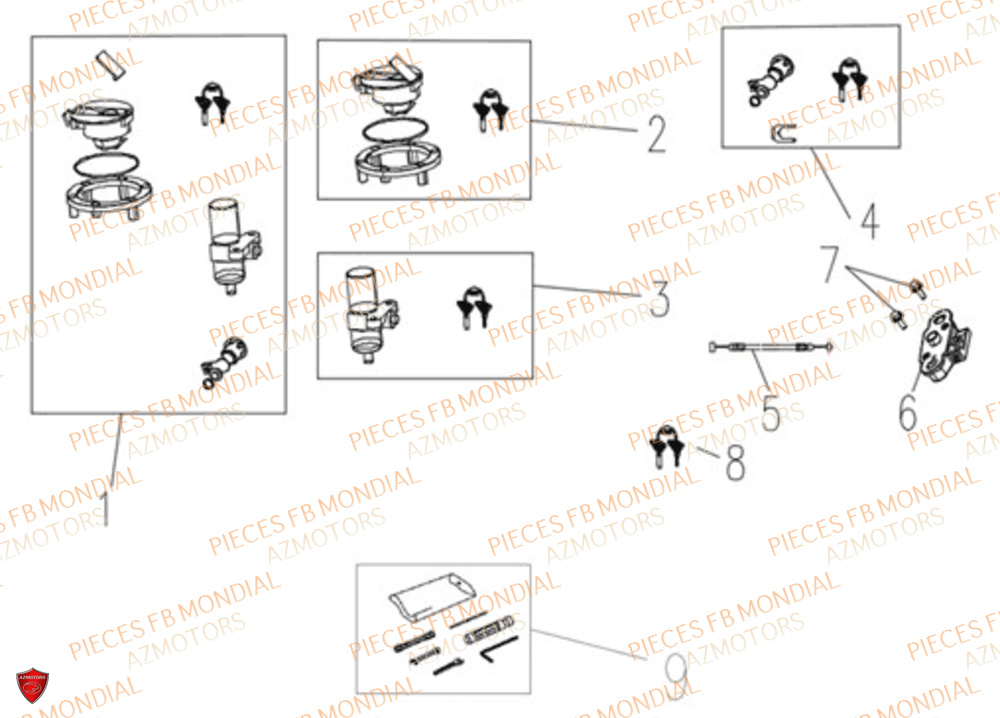 Serrure FB MONDIAL Pieces FLEX 300 ABS M4