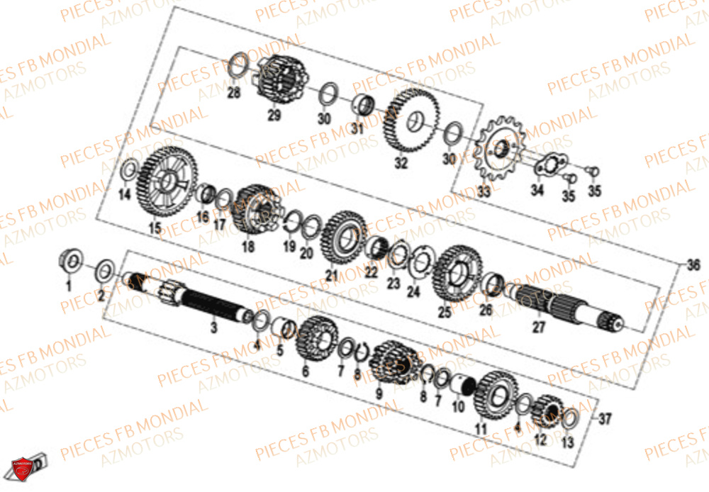 Transmission FB MONDIAL Pieces FLEX 300 ABS M4
