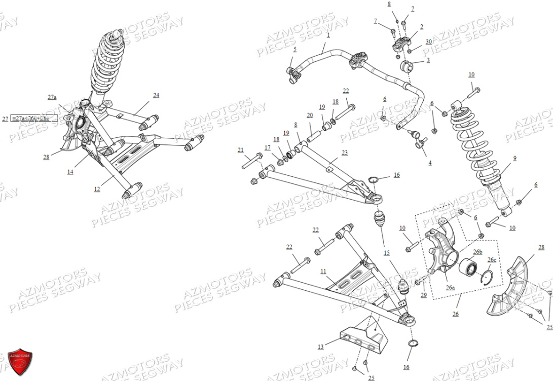 Ensemble Suspension Avant SEGWAY Pièces SSV FUGLEMAN UT10