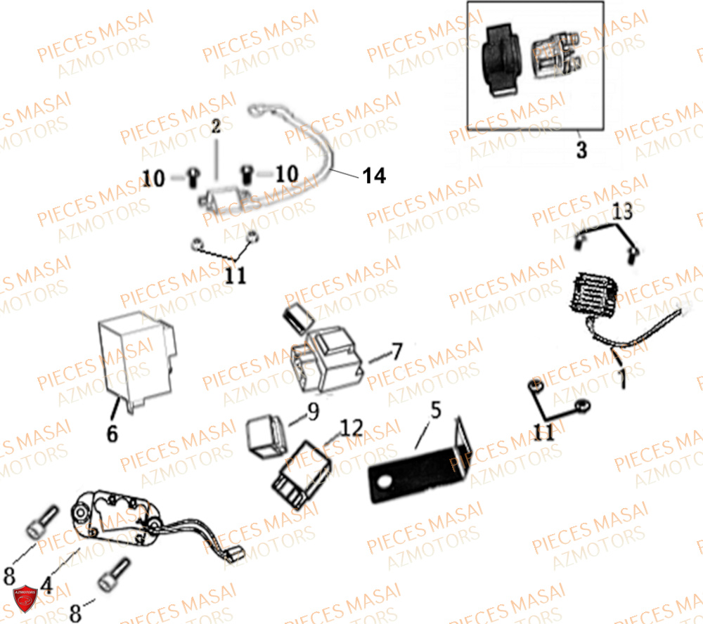 CALE PIED pièces MASAI neuves Pièces Moto FURIOUS 125 E4 pièces détachées  constructeur AZMOTORS ✓ repare a neuf au meilleur prix