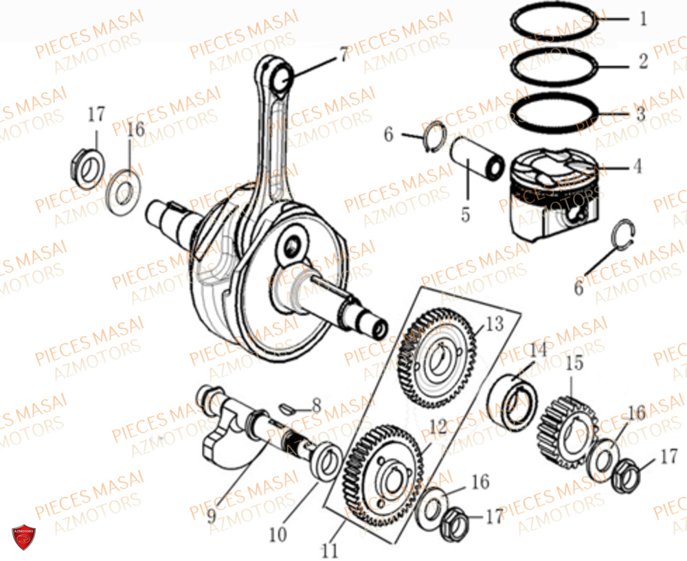 Embiellage Piston MASAI Pièces Moto FURIOUS 125 E4