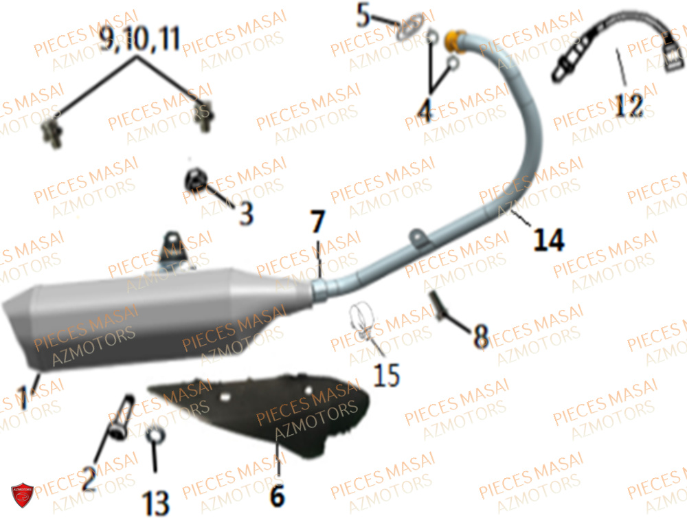 Ensemble Echappement MASAI Pièces Moto FURIOUS 125 E4