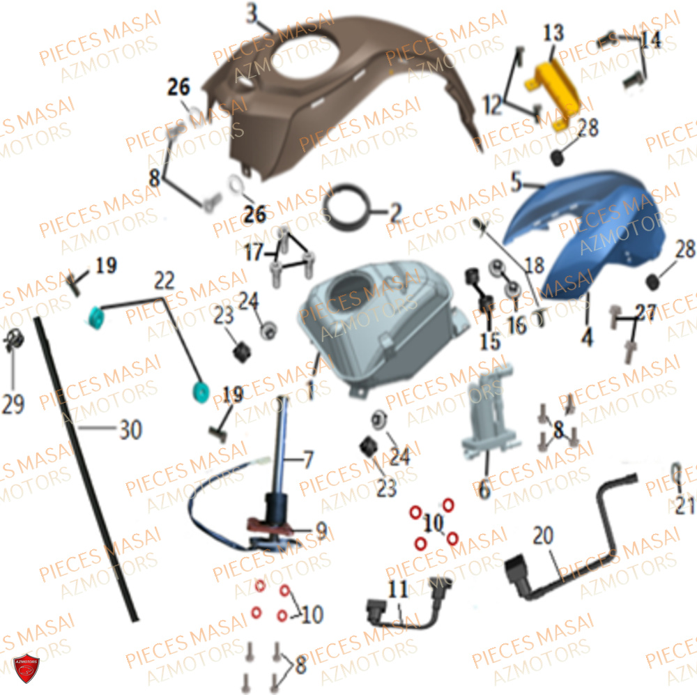 Reservoir A Carburant Decoration MASAI Pièces Moto FURIOUS 125 E4