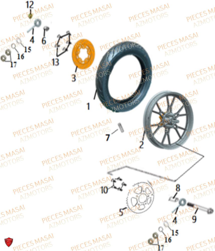 Roue Arriere MASAI Pièces Moto FURIOUS 125 E4