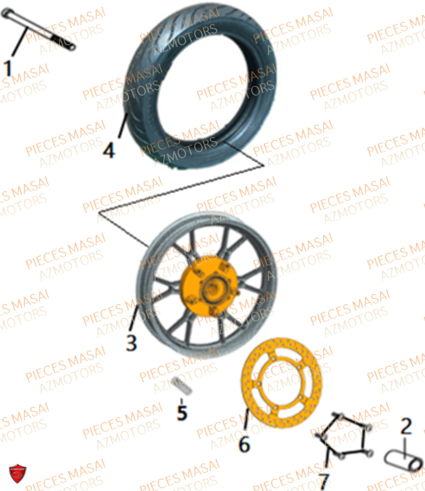Roue Avant MASAI Pièces Moto FURIOUS 125 E4