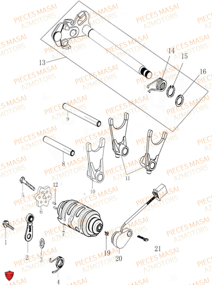 Selection De Vitesses Barillet MASAI Pièces Moto FURIOUS 125 E4