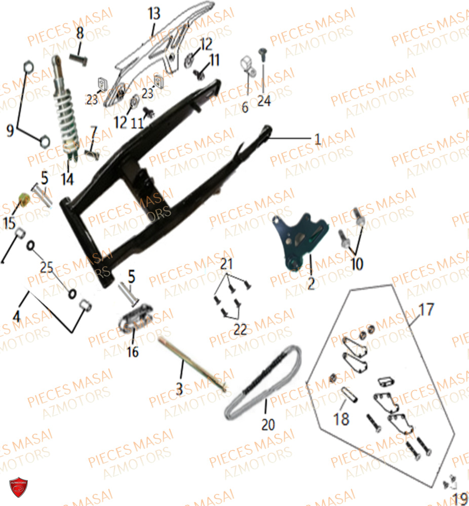 Bras Oscillant Suspension Arriere MASAI Pièces Moto FURIOUS 125 RACING
