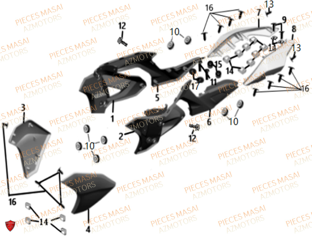 Carrosseries Laterales MASAI Pièces Moto FURIOUS 125 RACING