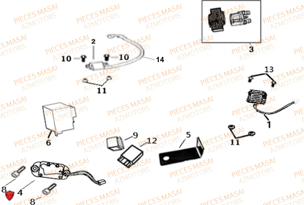 Composants Electroniques MASAI Pièces Moto FURIOUS 125 RACING