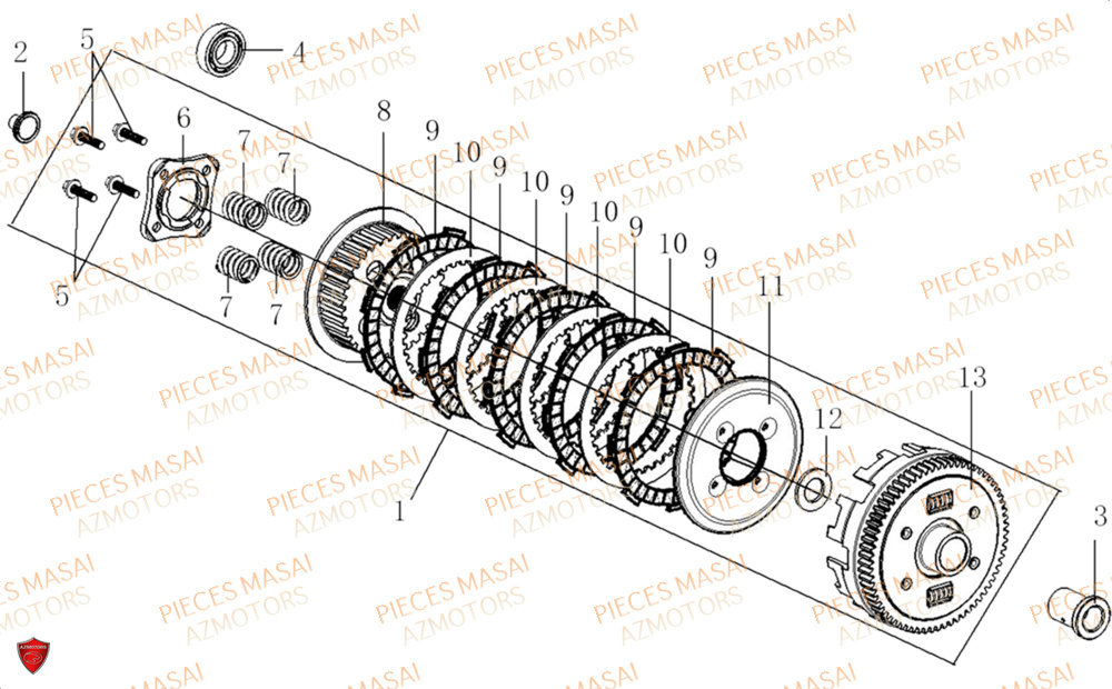 Embrayage MASAI Pièces Moto FURIOUS 125 RACING