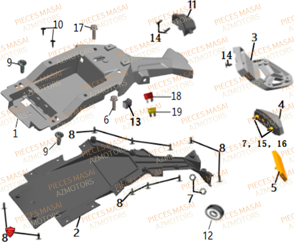 Garde Boue Arriere MASAI Pièces Moto FURIOUS 125 RACING