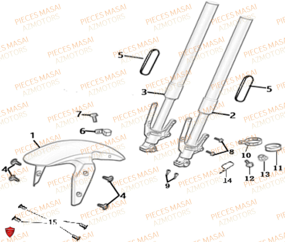 Garde Boue Avant Fourche MASAI Pièces Moto FURIOUS 125 RACING