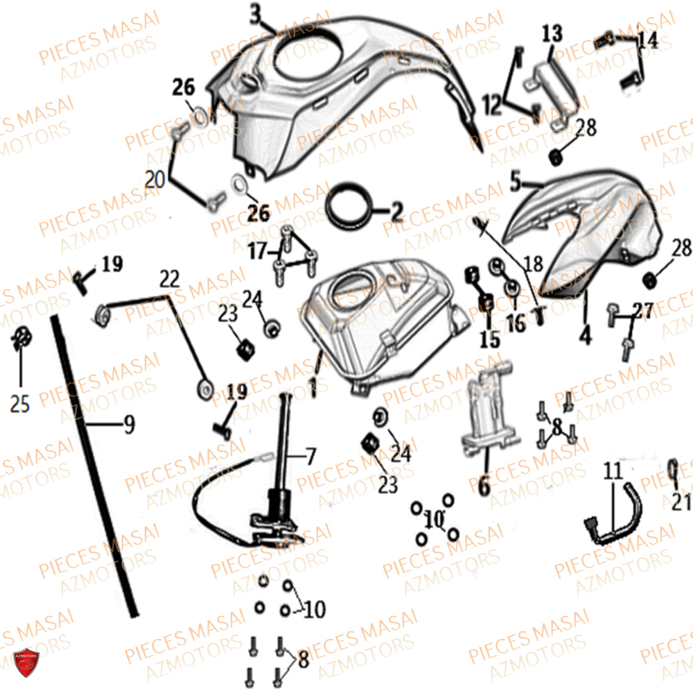 Reservoir A Carburant Decoration MASAI Pièces Moto FURIOUS 125 RACING