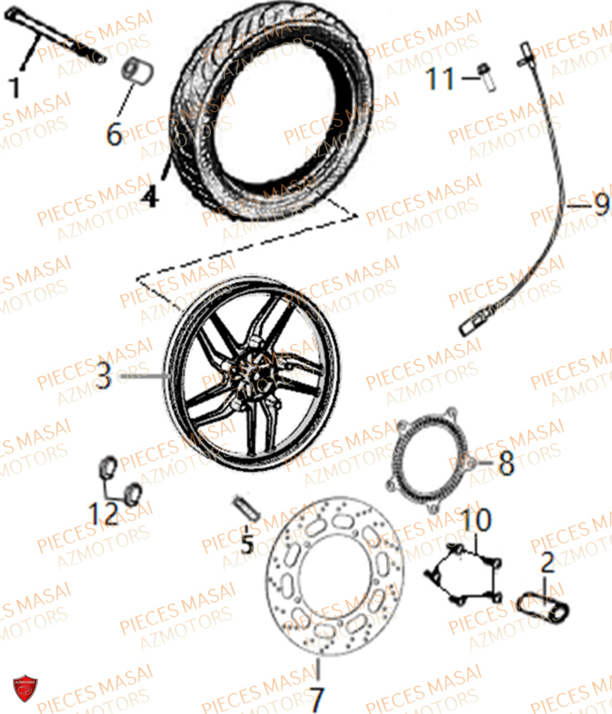 Roue Avant MASAI Pièces Moto FURIOUS 125 RACING