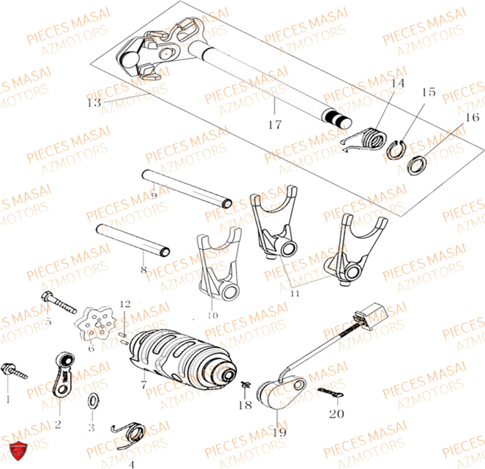 Selection De Vitesses Barillet MASAI Pièces Moto FURIOUS 125 RACING
