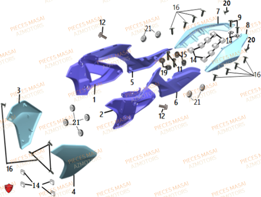 Carrosseries Laterales MASAI Pièces Moto FURIOUS 50cc