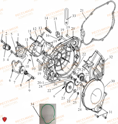 Carter Embrayage MASAI Pièces Moto FURIOUS 50cc