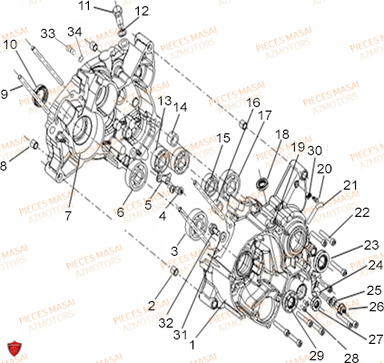 Carter Moteur MASAI Pièces Moto FURIOUS 50cc