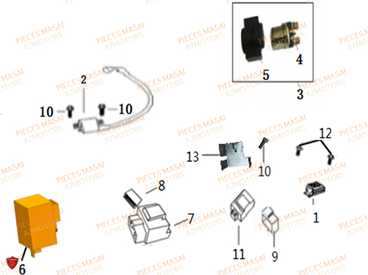 Composants Electroniques MASAI Pièces Moto FURIOUS 50cc