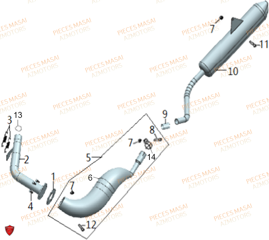 Echappement MASAI Pièces Moto FURIOUS 50cc