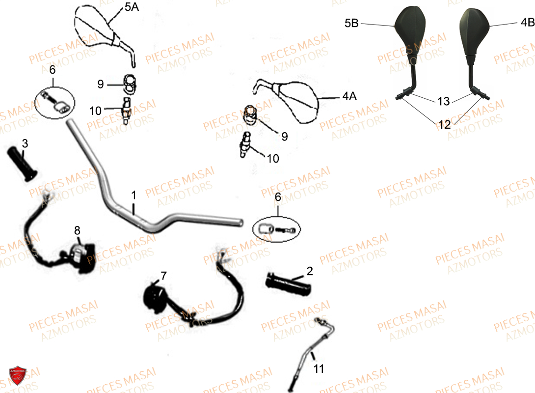 GUIDON MASAI Pièces MotO origine Masai FURIOUS 50cc