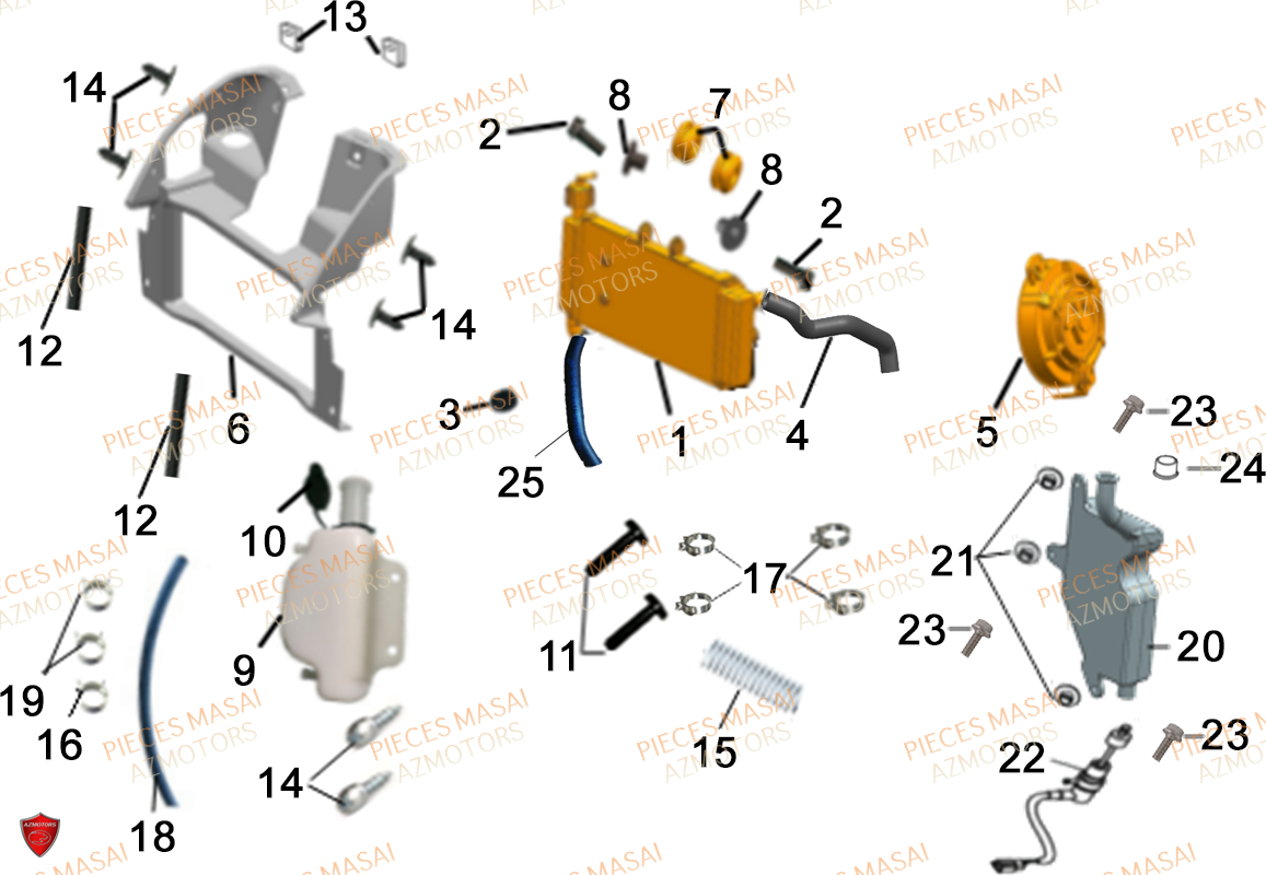 Radiateur MASAI Pièces Moto FURIOUS 50cc