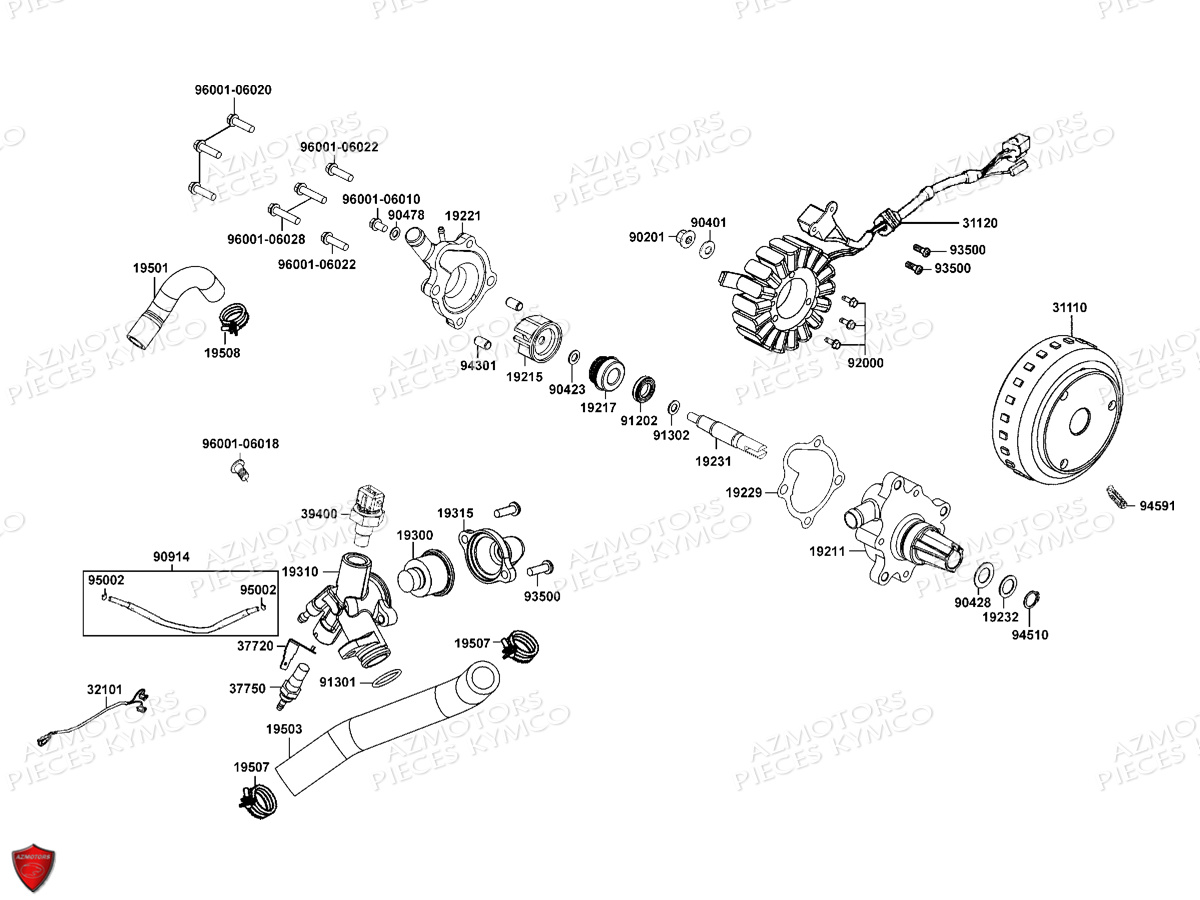 ALLUMAGE_POMPE_A_EAU KYMCO Pièces Scooter Kymco G-DINK 125 I 4T EURO III