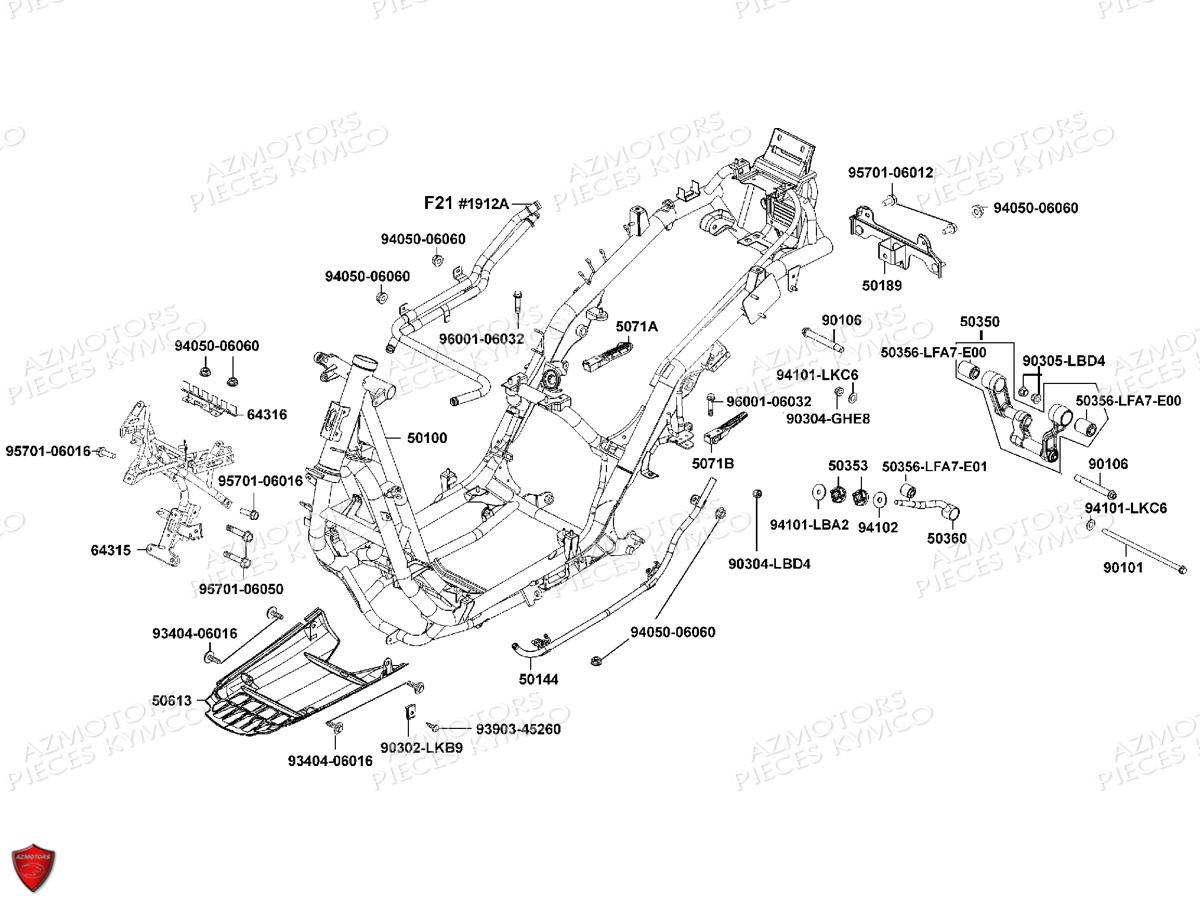 CHASSIS KYMCO Pièces Scooter Kymco G-DINK 125 I 4T EURO III