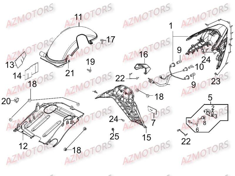 FEU ARRIERE - GARDE BOUE ARRIERE pour G-DINK125-III