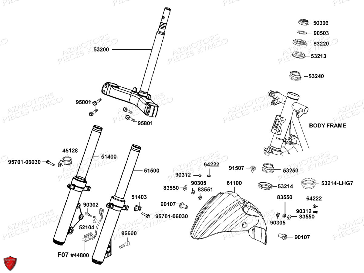Fourche Garde Boue KYMCO Pièces G-DINK 125I 4T EURO3 (SP25AA)