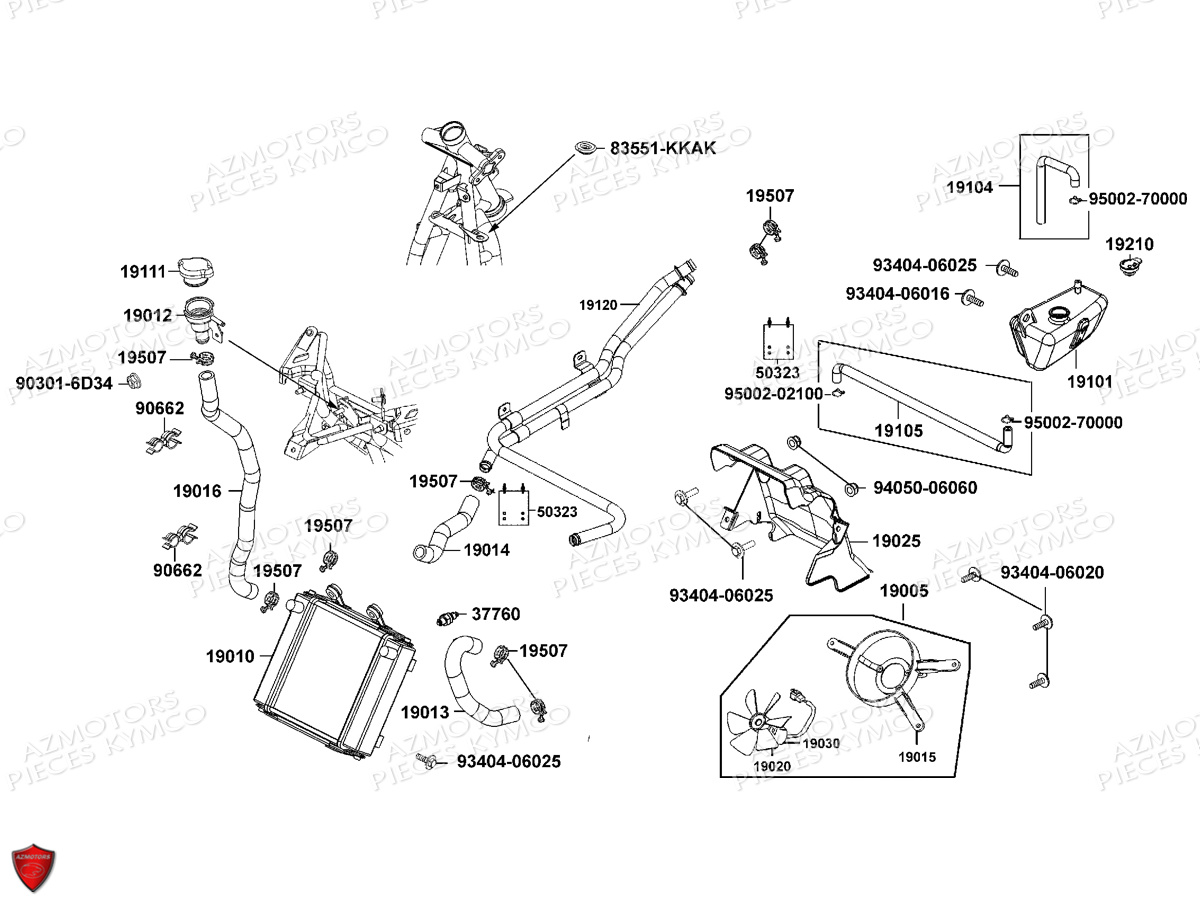 REFROIDISSEMENT KYMCO Pièces Scooter Kymco G-DINK 125 I 4T EURO III