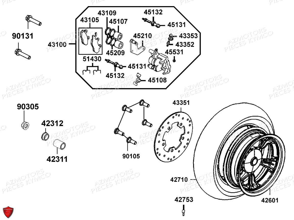 Roue Arriere KYMCO Pièces G-DINK 125I 4T EURO3 (SP25AA)