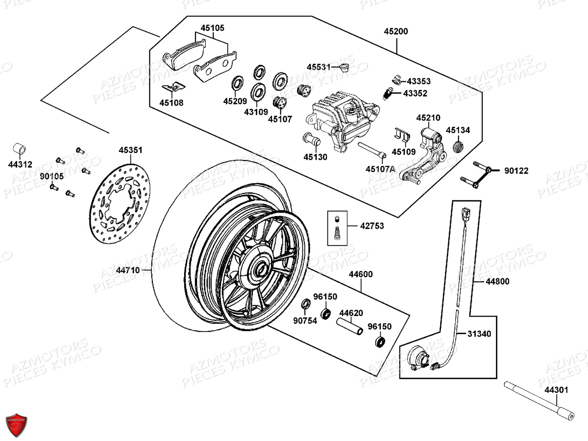 ROUE_AVANT KYMCO Pièces Scooter Kymco G-DINK 125 I 4T EURO III