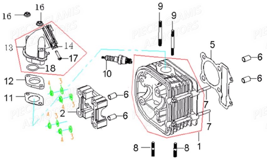 Culasse GLAMIS Pièces Buggy GLAMIS G200