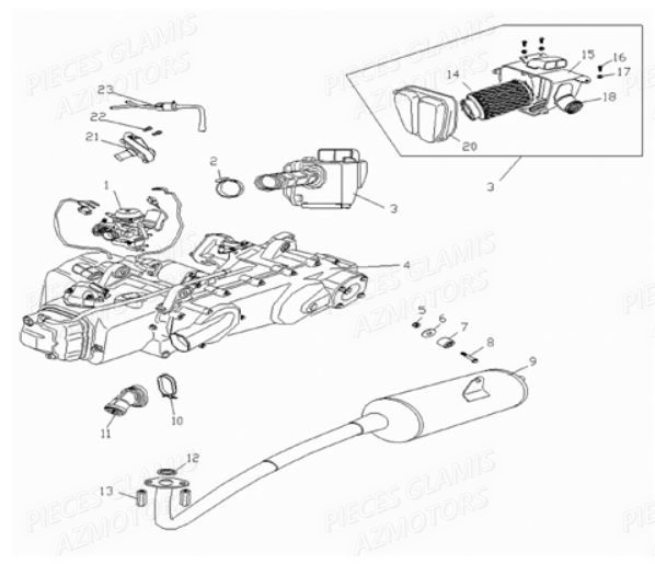Echappement GLAMIS Pièces Buggy GLAMIS G200