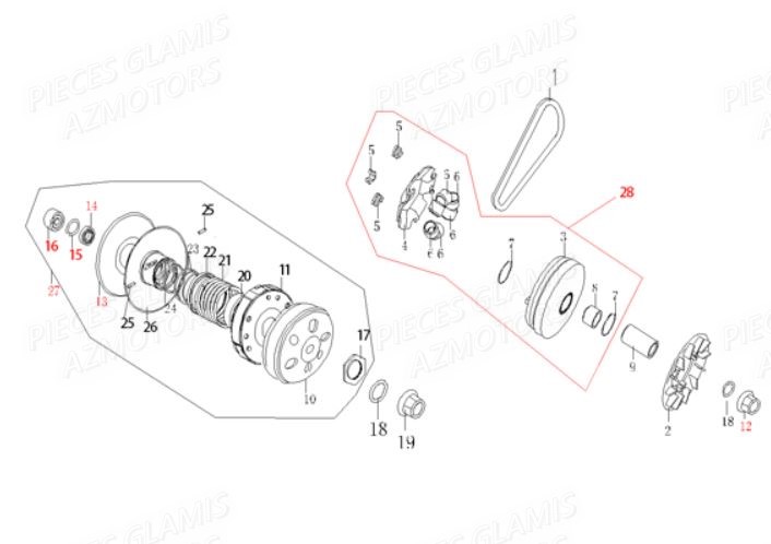 VARIATEUR GLAMIS Pièces Buggy GLAMIS G200