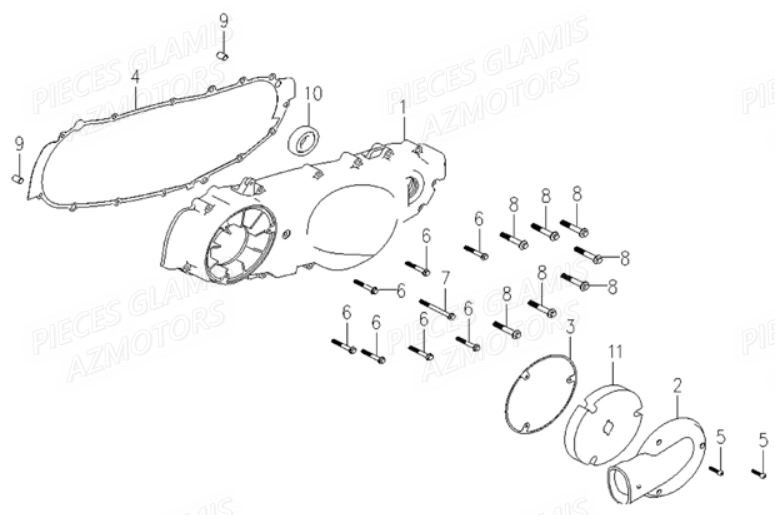 Cache Carter Moteur Gauche GLAMIS Pièces Buggy GLAMIS G300