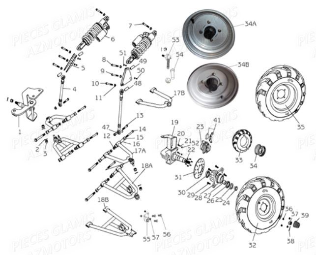 SUSPENSIONS_AVANT GLAMIS Pièces Buggy GLAMIS G300