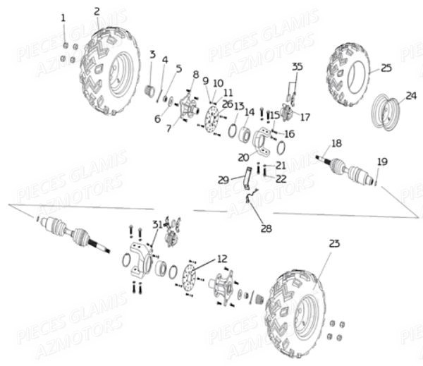 Transmission Arriere GLAMIS Pièces Buggy GLAMIS G300