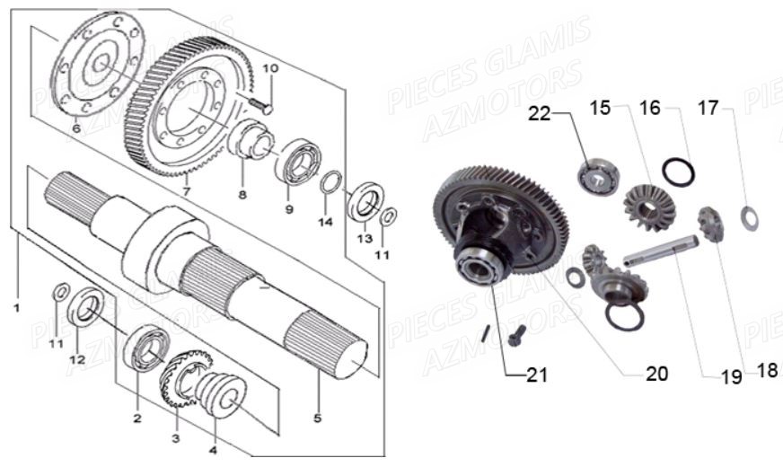 ENSEMBLE PIGNON AZMOTORS G850 GT
