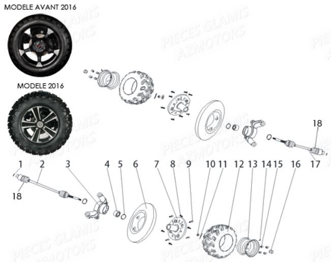 ROUES ARRIERE AZMOTORS G850 GT