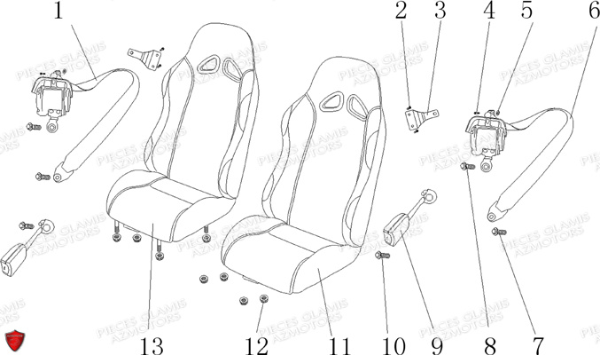 Sieges Ceinture De Securite GLAMIS Pièces Buggy GLAMIS CRUISER G 850GT (2014)