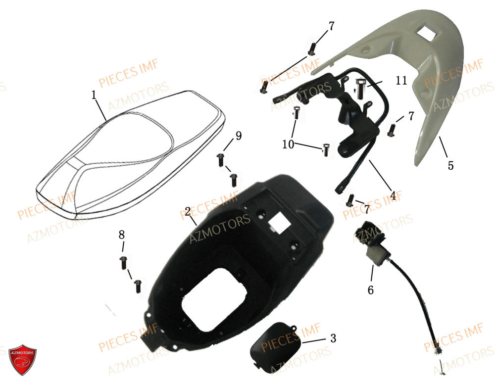 Coffre Et Selle AZMOTORS PIECES GECKO EURO 4